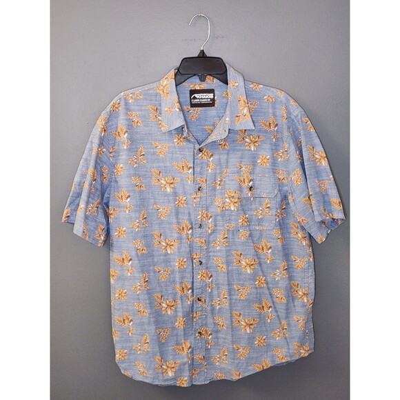 Mountain Khakis Freemont Shirt Men's XL Blue S/S Button Up Floral Organic Cotton - Picture 2 of 9